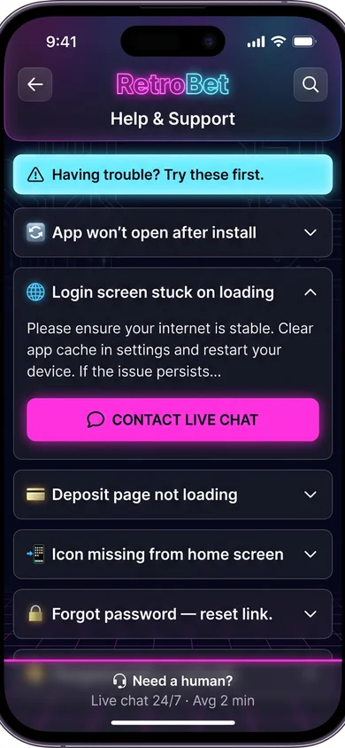 RetroBet app — common issues & fixes – RetroBet